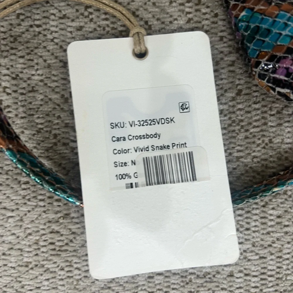 HOBO Brown and Blue Hobo Bag with Bohemian Colorful Design Cara Crossbody NWT